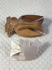 2 vintage dove brooches
