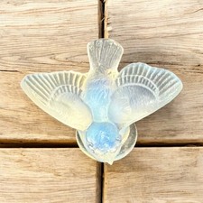 Sabino French glass opalescent sparrow bird figurine signed