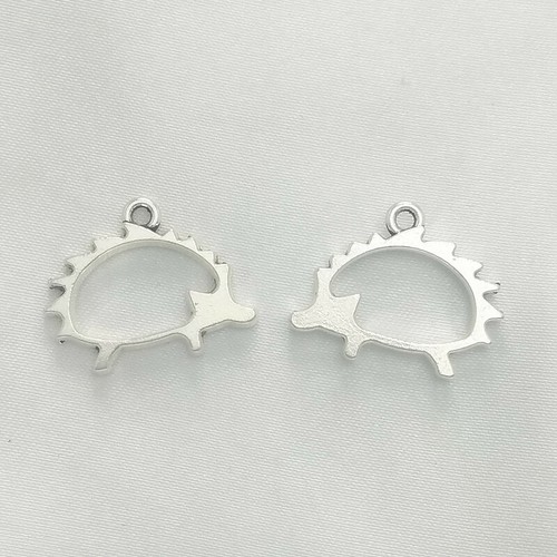 Tibetan silver hedgehog charms - silver,