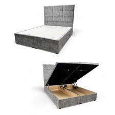 Fabb 'Mumbai' Electric Adjustable Bed Ottoman Storage Marble Grey Velvet King