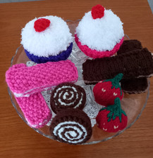 Hand knitted cakes - hand,
