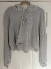 LADIES BRANDY MELVILLE LIGHT GREY PULL OVER CROPPED HOODIE SIZE M