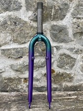 CrM 31.8mm  1  1/4” TANGE Forks for Cantilever / V brake Green fade into Purple