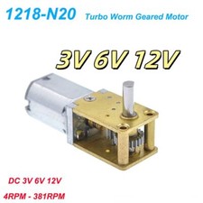 3V 6V 12V Micro DC Turbo Worm Geared Motor 4-381RPM High Torque 1218-N20 for DIY