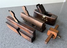3 x Vintage Wooden Planes plus Marking Gauge - Moulding & Block Planes