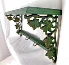 Vintage Wooden Wall Shelf Iron