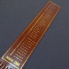 Morse Code brown & Gold Leather Bookmark, Excellent Condition