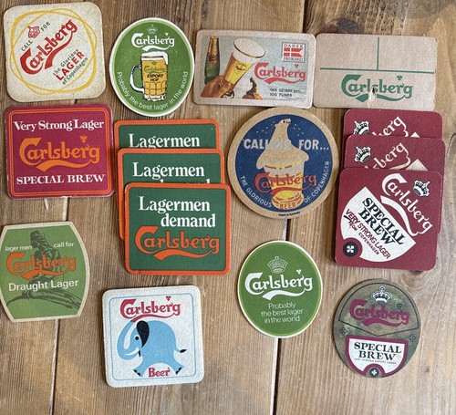 Vintage carlsberg beer mats - beer,