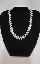 Vtg button pearl necklace - button, 17"