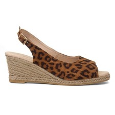 Krush Womens Sandals Tan Adults Ladies Wedge Leopard Print Espadrille Mae SIZE
