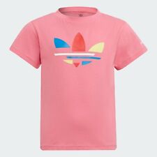 New Adidas Girl's Graphic T-Shirt Pink Multi Size Age 5-6  Pink-Multi Logo