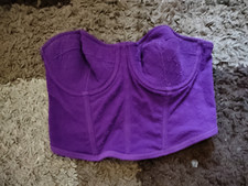 PRIMARK PURPLE UNDERWIRED CORSET STYLE BUSTIER BRA TOP - SIZE 32D