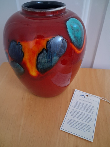 Red poole pottery vase - pottery,