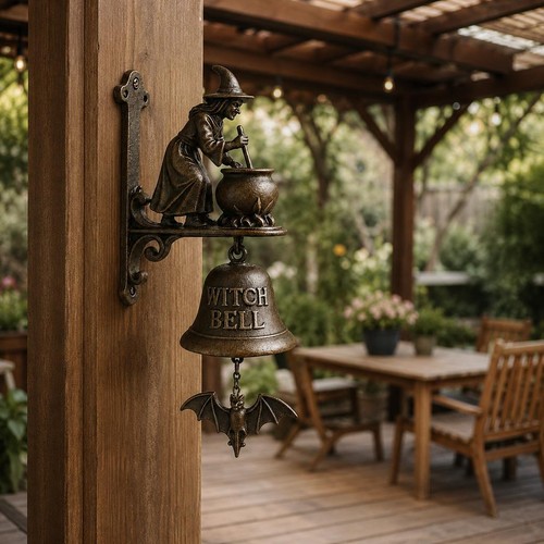 Metal witch doorbell 24x10cm - witch,