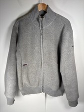 Schott NYC Fleece Jacket Mens Large Grey Shearling Lined 