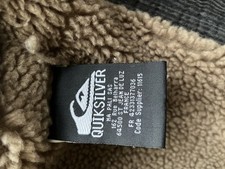 QUIKSILVER MENS BROWN FLEECE LINED CORD CORDUROY BOMBER JACKET VGC Large Size.