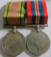 WW2 WAR & DEFENCE PAIR MOUNTED