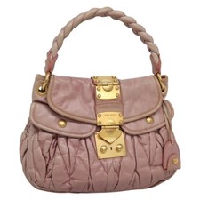 Miu Miu Matelasse Hand Bag Leather Purple Gold Auth ep10682