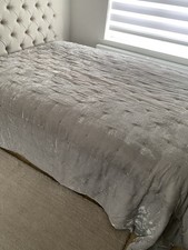 King Size Velvet Bedspread Silver Grey
