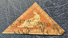 Cape Of Good Hope 1853 Pale Brick Red One Pence Used - Damage To Corner