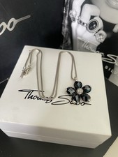 Genuine Thomas Sabo ‘Black Crystal Flower Necklace’ RRP £129 Rare Retired, Boxed