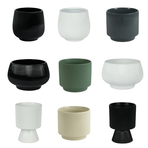 Ceramic ribbed indoor plant - ribbed,