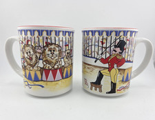 2 Wade The Ringmaster Ceramic Mugs Lions Circus Boots Vintage Collectable Rare