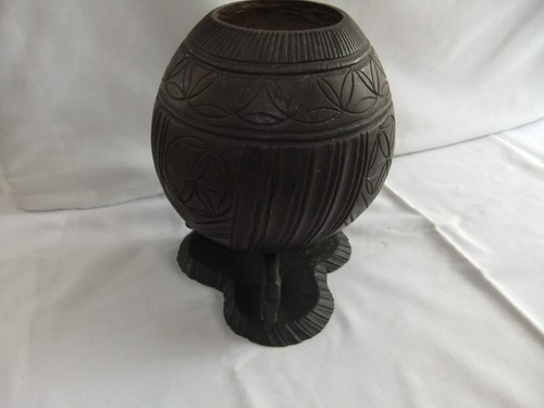 Vintage hand carved coconut - carved,