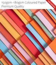 Coloured Paper 150/160gsm/170gsm PREMIUM QUALITY A4 Arts&Crafts. Design Colours