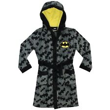 Batman Dressing Gown Kids Boys 3 4 5 6 7 8 9 10 11 12 13 Years Hooded Bats Grey