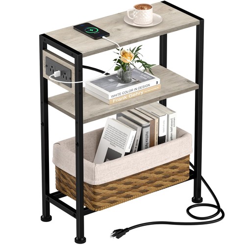 Greige small narrow side table - small,