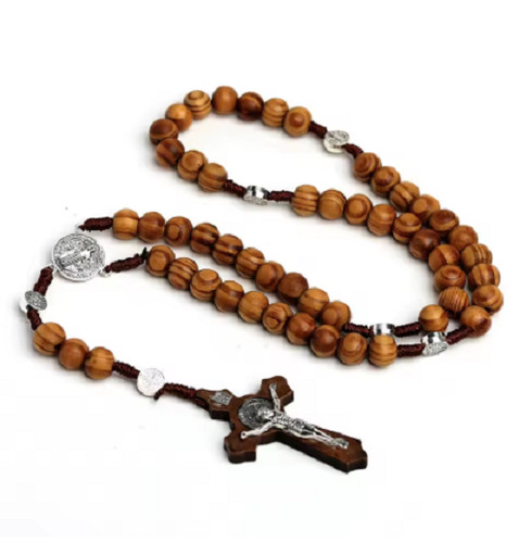 10mm wood beads - wood, cross