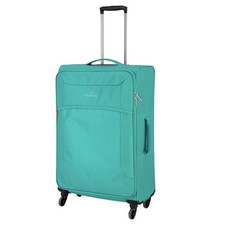 Large 4 Wheel Soft Suitcase Turquoise Spinner Travel Luggage 86L