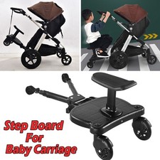 Universal Kids Buggy Board w/ Seat Step Board Stand Wheeled Pushchair Connector