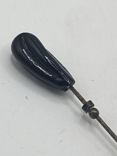 Antique jet hat pin - antique, (399)