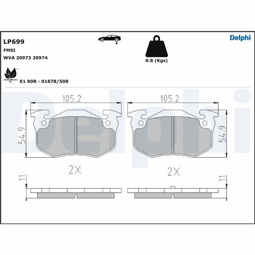 Delphi lp699 brake pad - delphi,