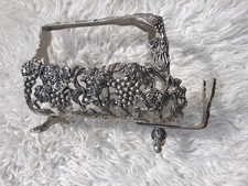 Vintage Wine Bottle Holder Server Silver Plated Adjustable Grape Vine 
