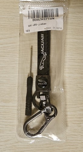 Jaguar black leather keyring - leather,