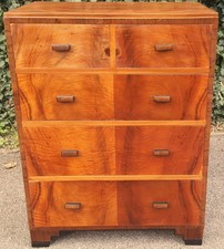 Five Drawer Art Deco Walnut