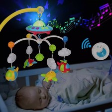 Huanger Newborn Baby Nursery Bed Cot Mobile Soft Musical Stars Dreams Projection