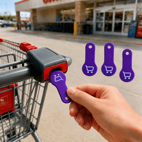 Shopping cart token keychain - cart,