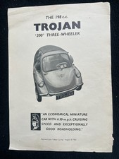 Trojan 200 - Heinkel  Threewheeler Car Reprinted Roadtest Sales Brochure 1961