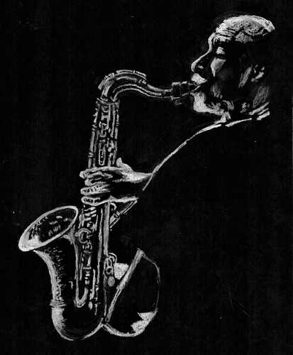 Jazz saxophonist sillouette - saxophonist,