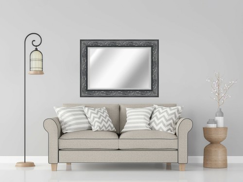 Large pewter mirror framed - mirror,