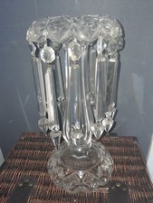 ANTIQUE BEAUTIFUL CRYSTAL GLASS TABLE LUSTRES CANDLE HOLDER/VASE PRISM LUSTRE