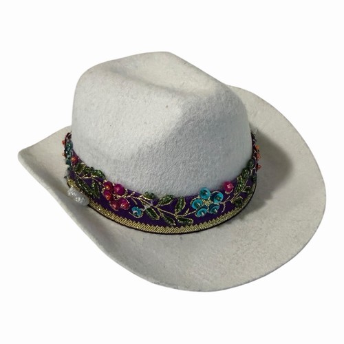 Velvet white cowboy hat - white, for