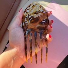 Antique Hair Comb Victorian Edwardian Faux Tortoiseshell Pierced Ladies Mantilla