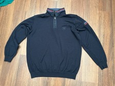 Men’s Paul & Shark Yachting 1/4 Button High Neck Jumper Size XL Navy Italy