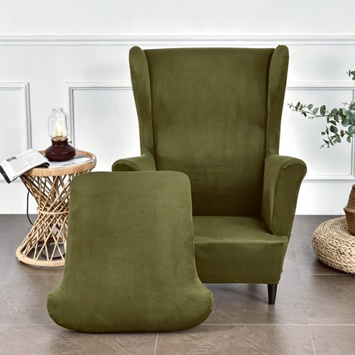 Plush velvet wingback chair - velvet,