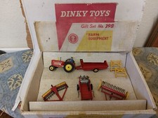 Dinky Gift Set 398 Farm Equipment very hard to find GS398 rare tractor some chip